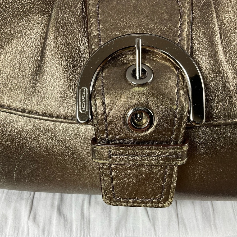 Coach Metallic Leather Hobo Shoulder Bag | Gold Bronz - Picture 5 of 16